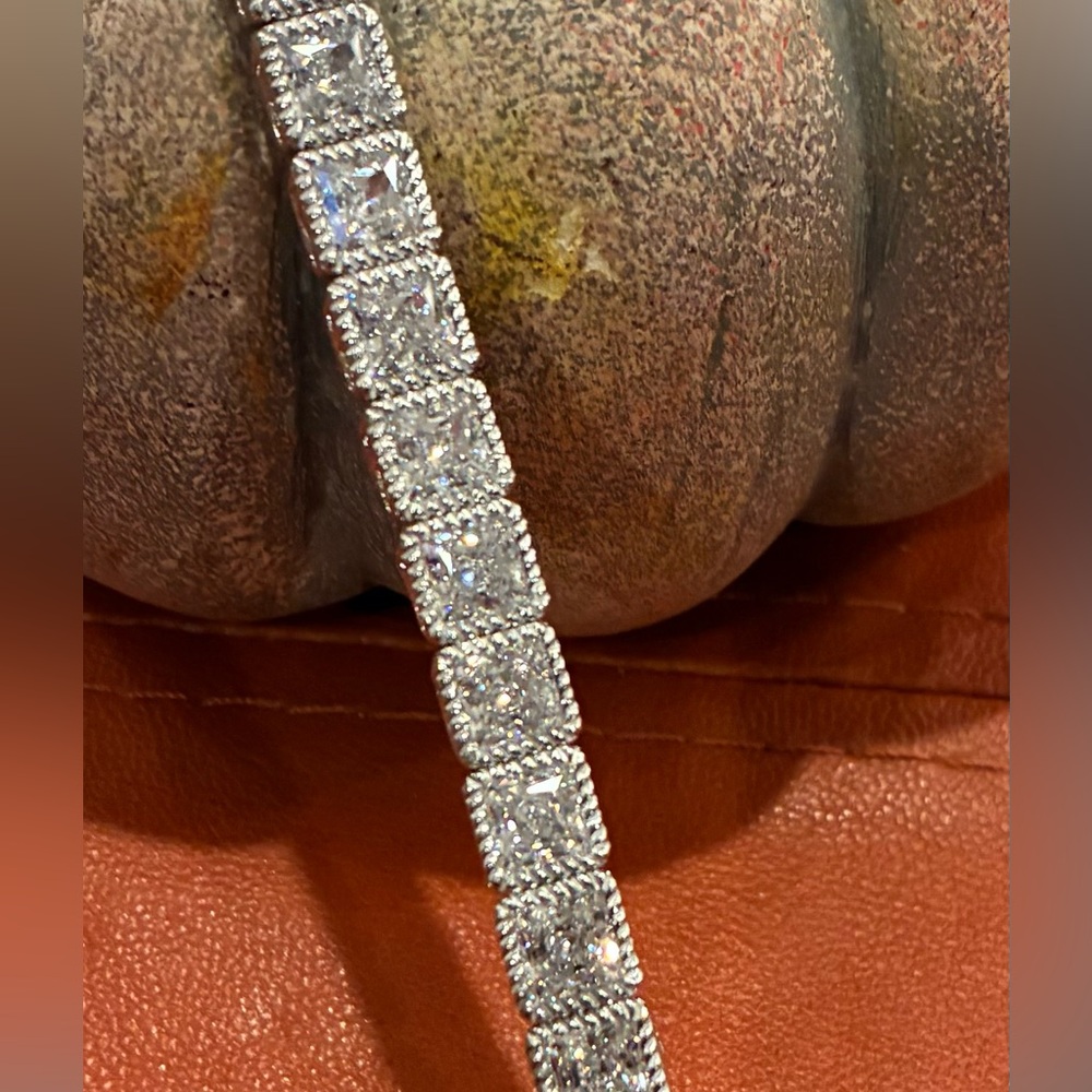 Judith Ripka 925 Silver Cubic Zirconia Tennis Bracelet